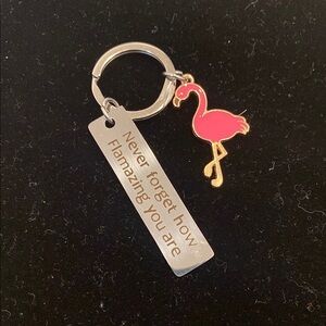 Flamingo Keychain with Inspirational Message